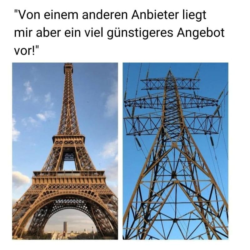 Rabattfrage – Ein Bild mit Eiffelturm und einer ähnlich aussehenden Stromleitung