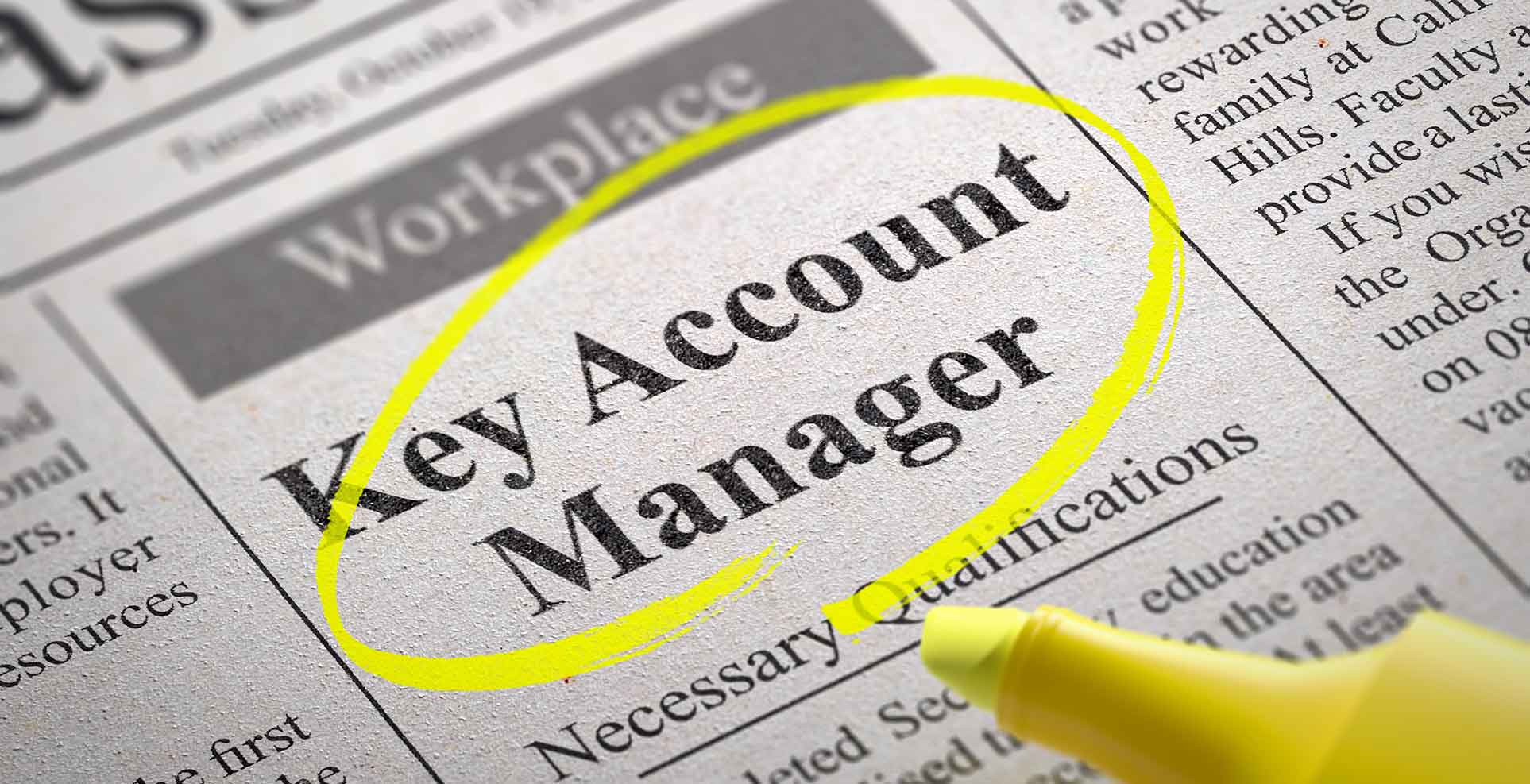 Key Account Manager Ausschreibung in einer Zeitung
